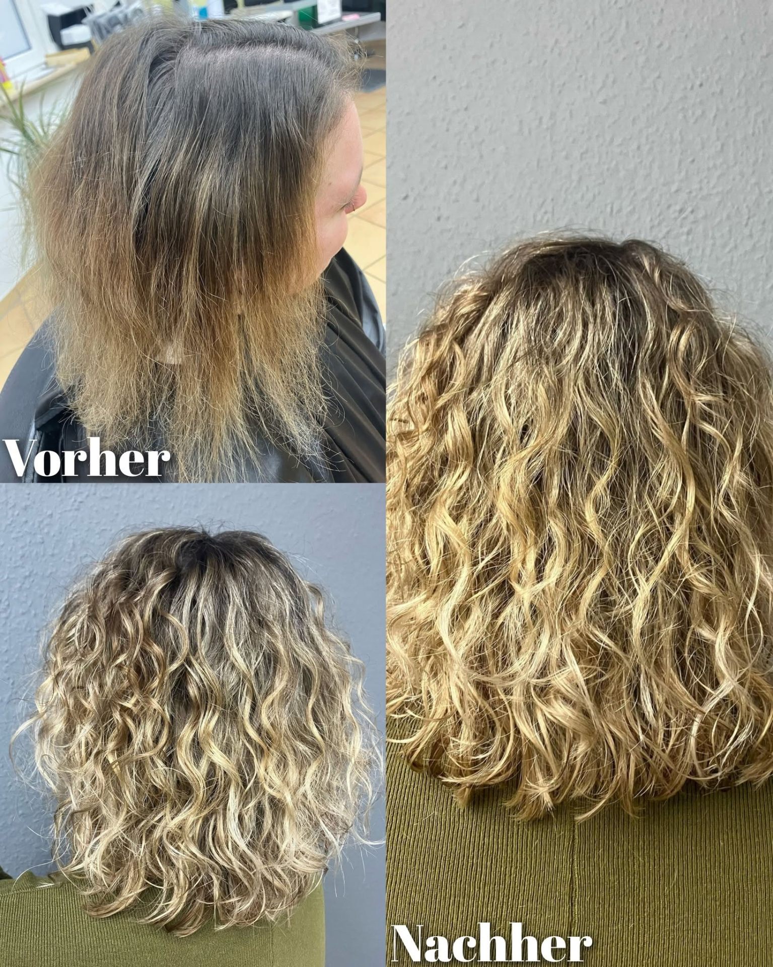 Vorher-Nachher: Dauerwelle mit natürlichen Locken