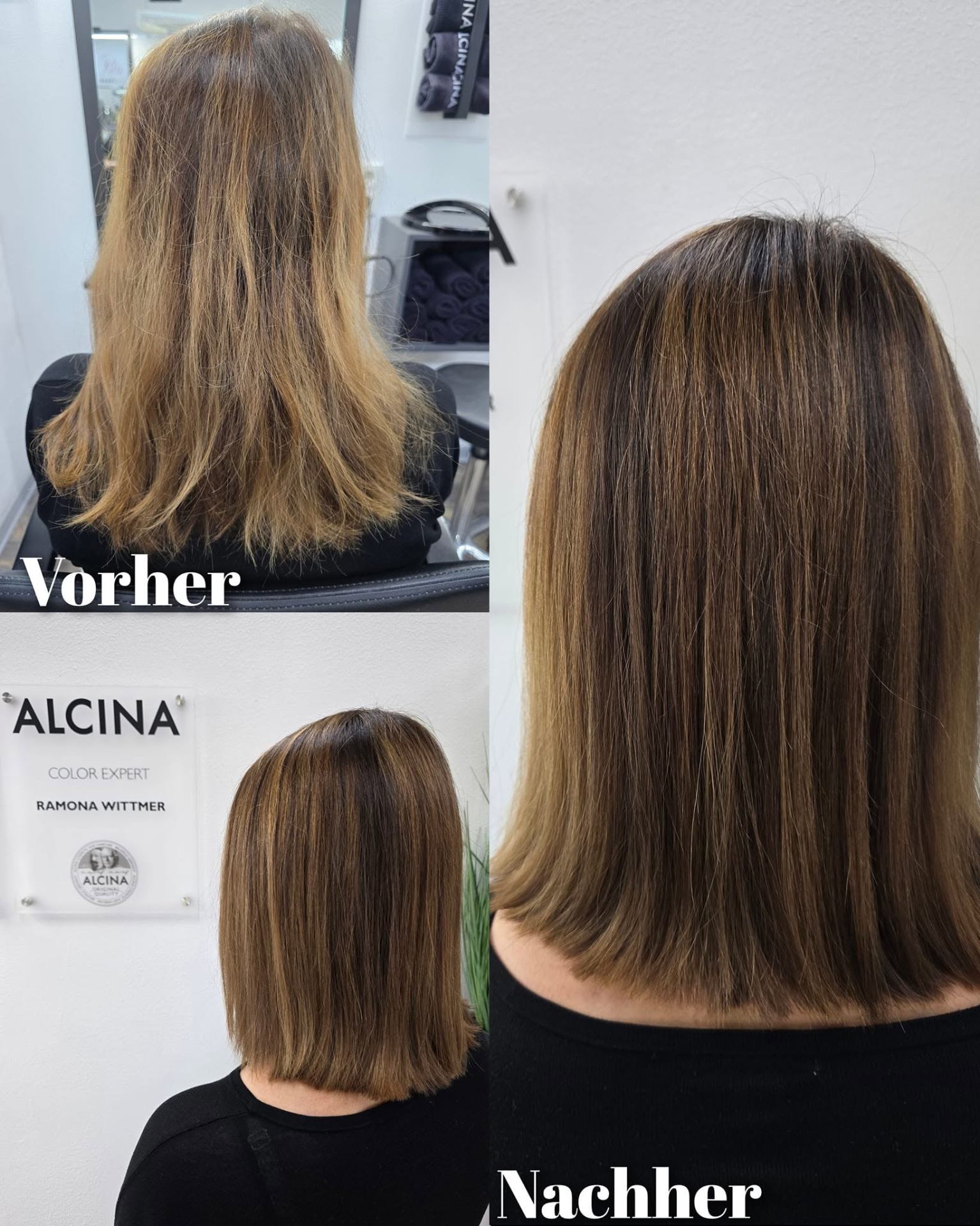 Vorher-Nachher: Balayage in warmem Blond